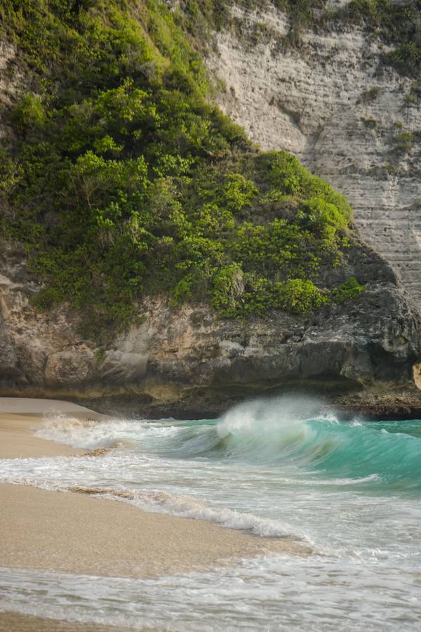 The tide returning against a cliff